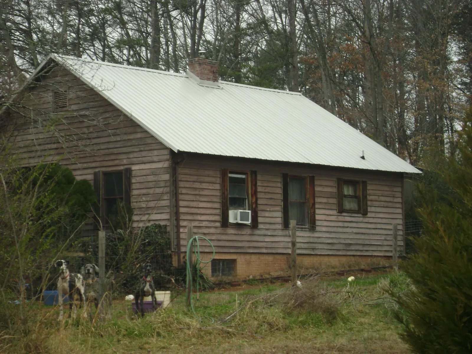 White metal roof on an old wood sided farmhouse, from a Asphalt Shingle Roof Repair job in Marine
